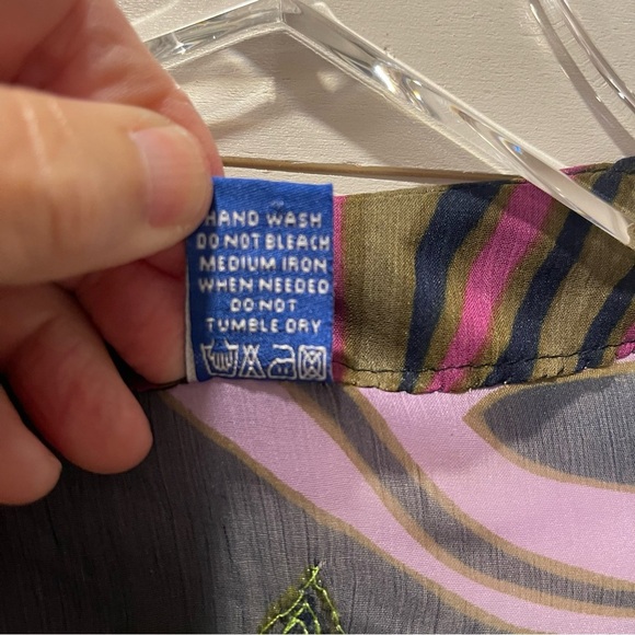 Raj Silk Multicolor Embellished Sheer Tunic Top Womens Size Large - Picture 3 of 12